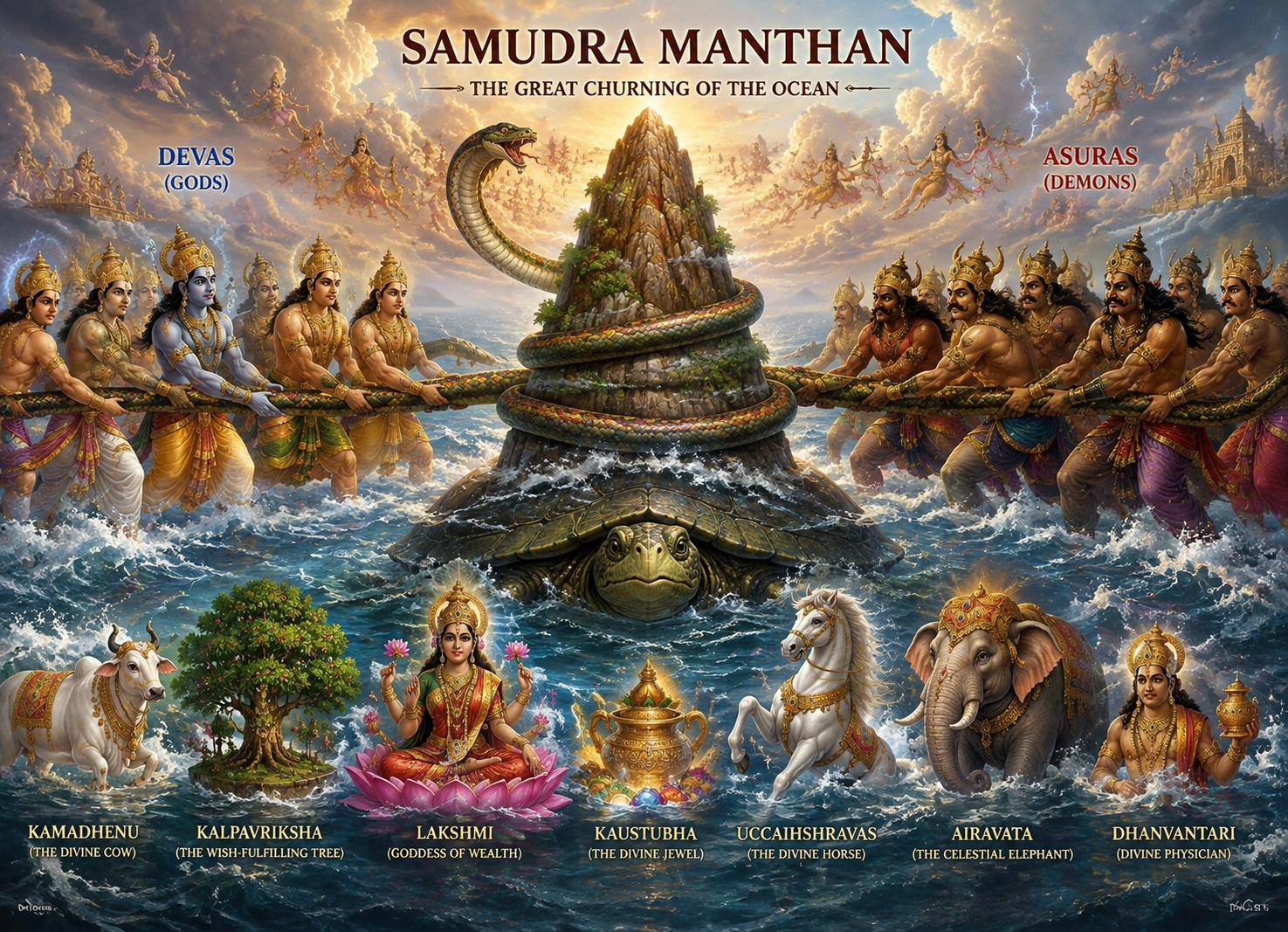 Samudra Manthan: The Epic Churning of the Ocean and Its Hidden Secrets