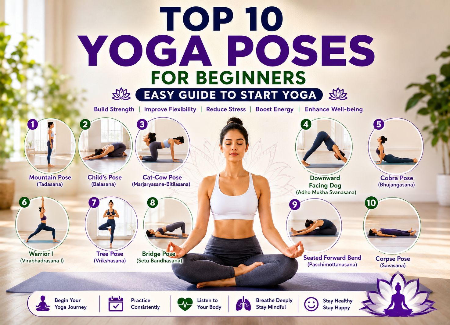 Top 10 Yoga Poses for Beginners: Easy Guide to Start Yoga